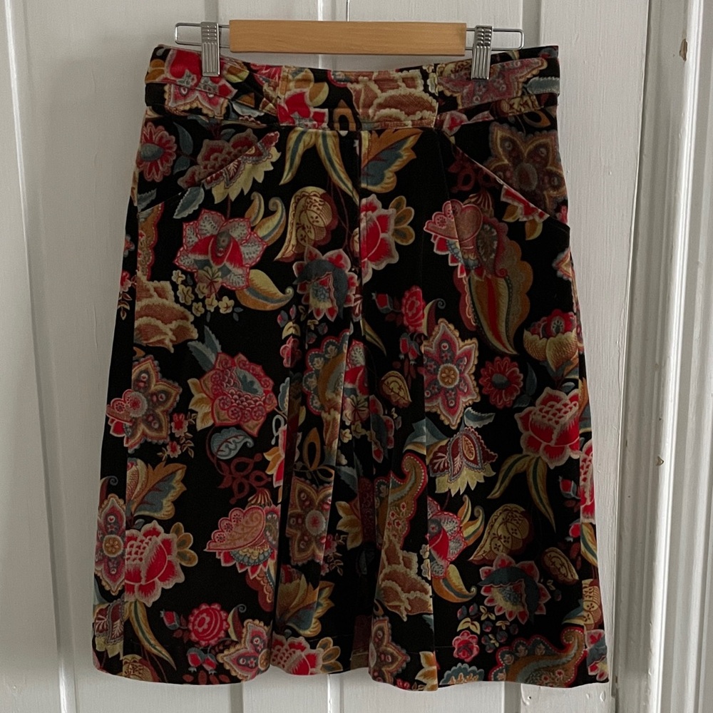 Oilily Velvet Floral A-Line Skirt